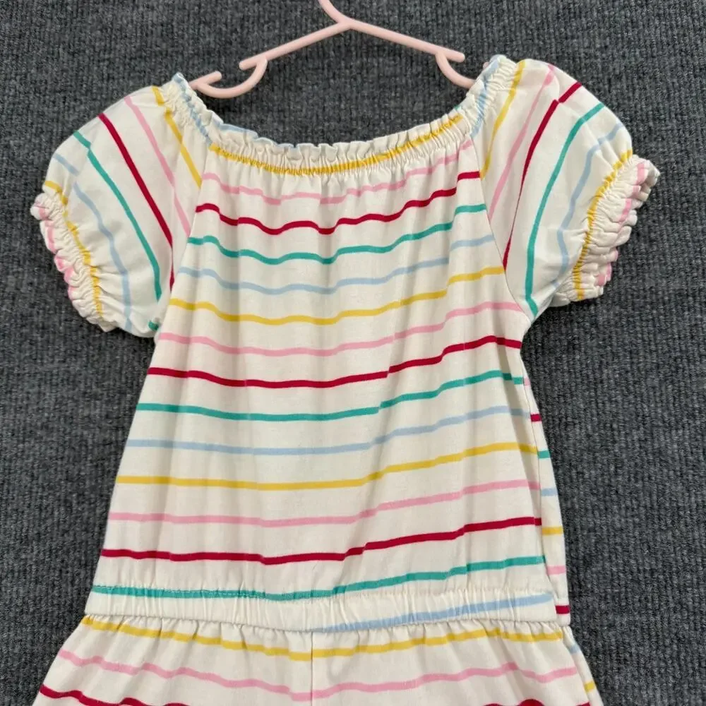 Old Navy Girls Rainbow Stripe Romper Size 5 XS Peasant Jersey Knit 100% Cotton